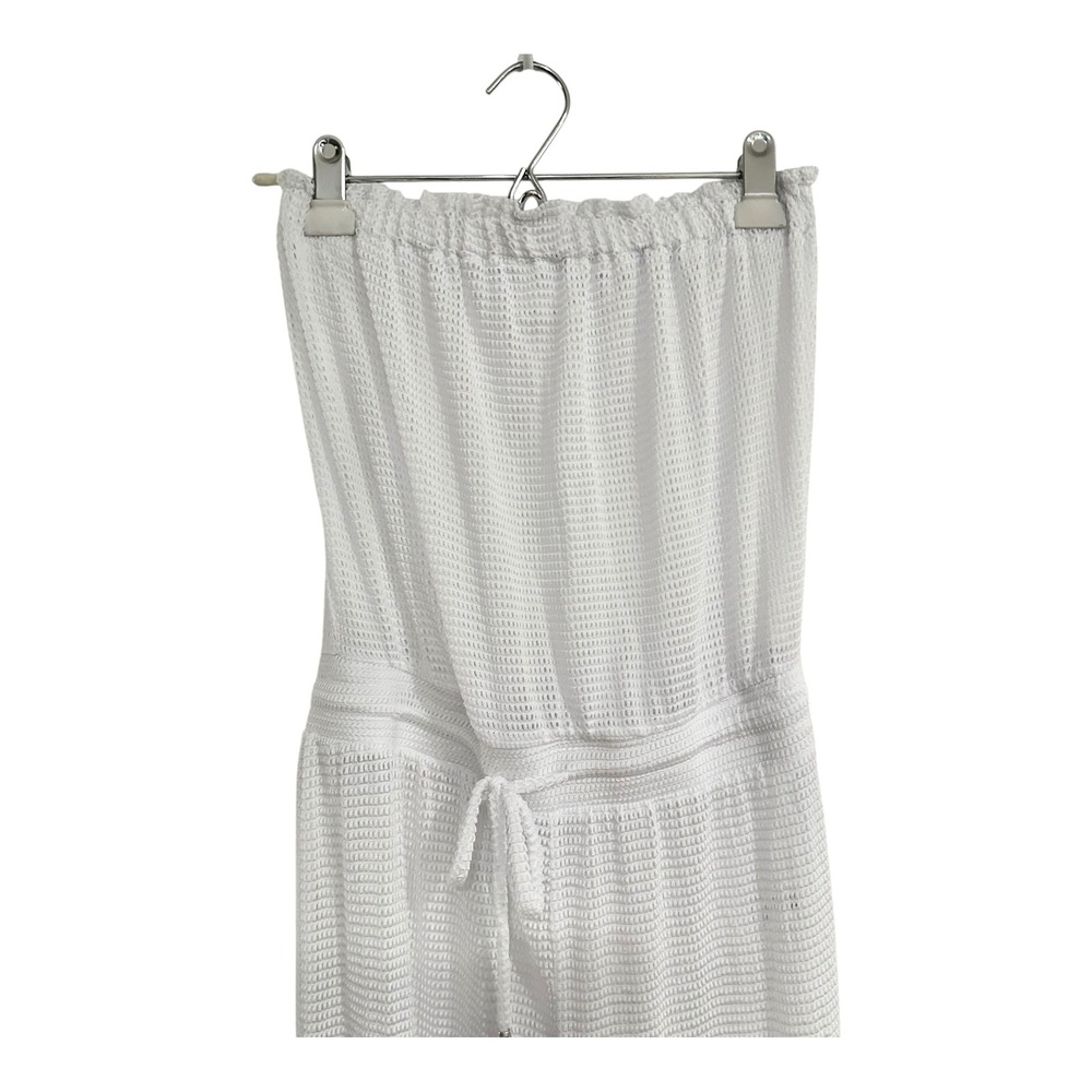Dotti Womens S White Strapless Mesh Wide Leg Jumpsuit Beach Cover Up Sheer - Picture 2 of 7